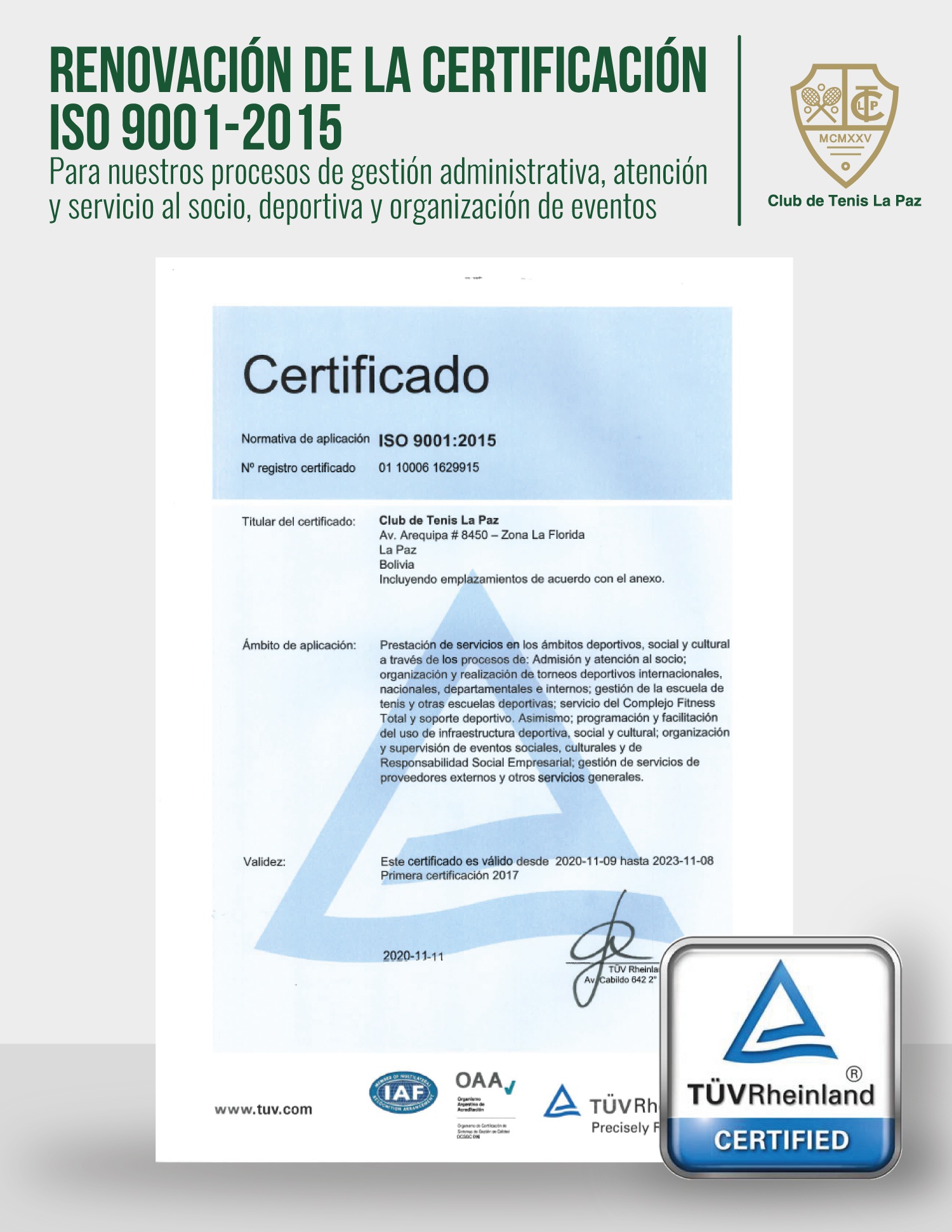 Renovación de la certificación ISO 9001-2015 | CTLP